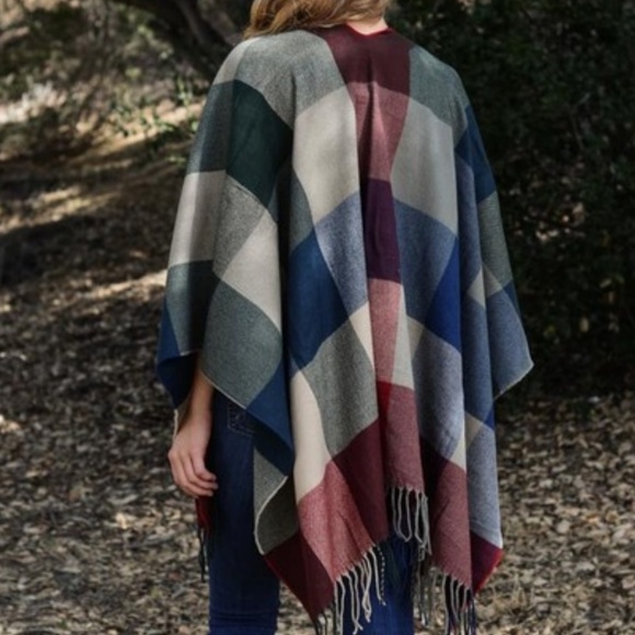 Plaid Me Gorgeous Poncho 1 Left!! - Picture 3 of 3